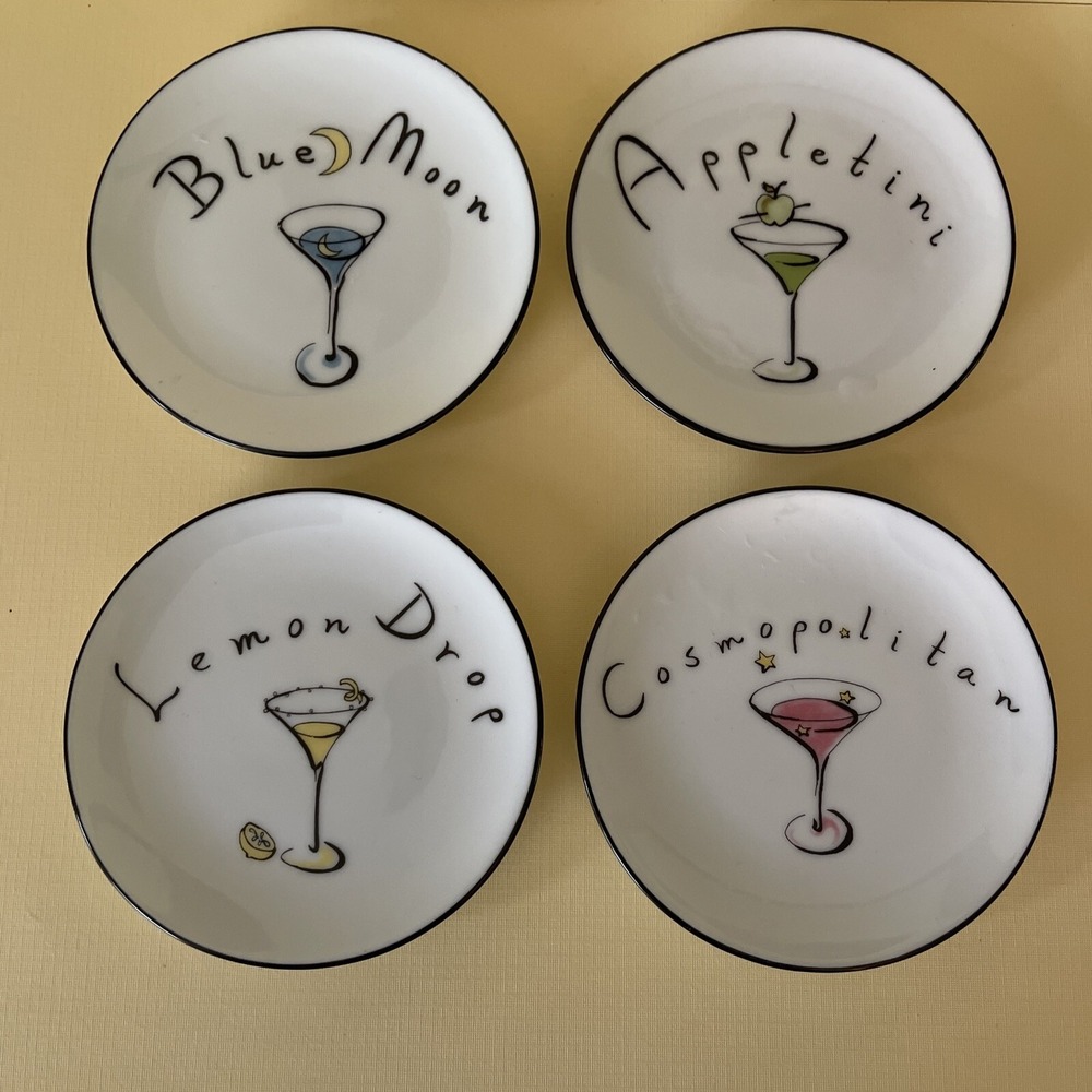 Pottery Barn Plates Petite Appetizer Dessert Cocktail Barware Martini Cosmo